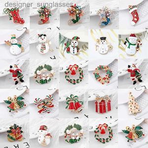 Broches Broches De Luxe Exquis Broche De Noël Broche Bonhomme De Neige Père Noël Guirlande De Botte Bijoux De Mode Cadeau Décoration De Noël BrochesL231117