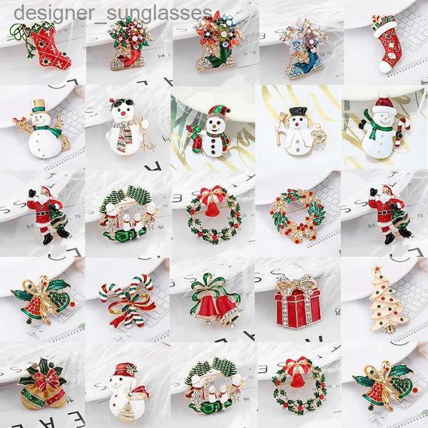 Alfileres Broches Exquisito de lujo Broche de Navidad Pin Muñeco de nieve Papá Noel Guirnalda de botas Joyería de moda Regalo Decoración navideña BrochesL231117