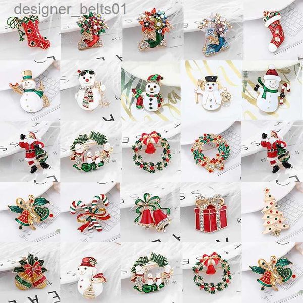 Broches Broches De Luxe Exquis Broche De Noël Broche Bonhomme De Neige Père Noël Guirlande De Botte Bijoux De Mode Cadeau Décoration De Noël BrochesL231120