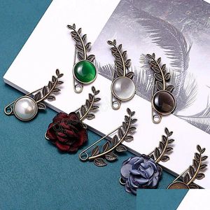 Pins Broches Luxe Vintage Rose Bloem Broche Mannen Pak Pin Crystal Sjaal Reversspeldjes Vrouwen Sieraden Drop Levering Dhq1Z