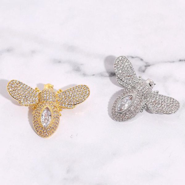 Broches, broches de luxe blanc zircon cristal strass abeille broche broche insectes bijoux embellissement broche hommes femmes accessoires G