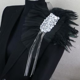 Pinnen broches mannen kwastjes ketting revers pin punk broche badge chic veer trouwpak feest lint gaas kristallen broches corsage 230509