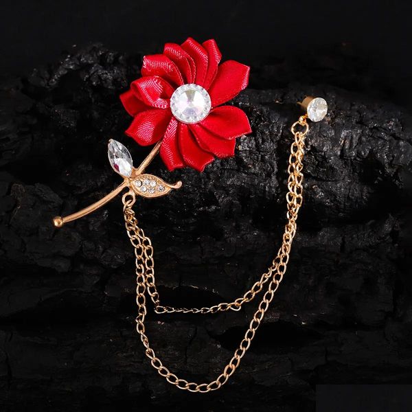 Broches, broches hommes et femmes mode essentielle forme de fleur rouge personnalisé tenue formelle fête protagoniste broche livraison goutte juif dhtud