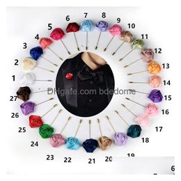 Pins Broches Heren Revers Handgemaakte Rose Bloem Boutonniere Stick Voor Man Pakken Sieraden Accessoires Drop Levering Dhfbs