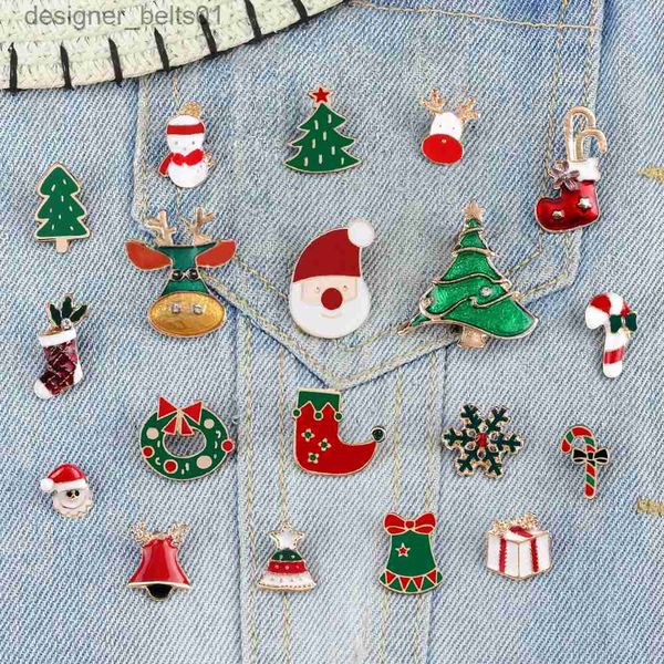 Alfileres Broches Feliz Navidad Broche Dibujos animados Santa Claus Árbol de Navidad Esmalte Pin Mini Muñeco de nieve Elk Cristianos Lel Insignia Jesús Joyería RegalosL231120