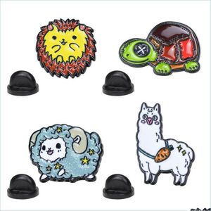 Pinnen broches metalen email reversbroches pin cartoon alpaca leeuw turtle dieren badge luxe broche broche sieraden kindertas accessori dhvxl