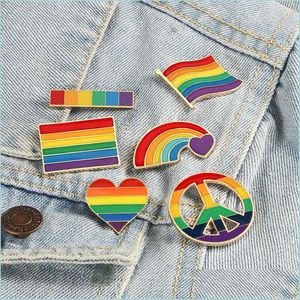 Pinnen broches metaal regenboogpennen broches hart vredesbrug druppelolie badge mannen vrouwen cowboy tas portemonnee pin sieraden cadeau 1 7xh q2 dhvqz