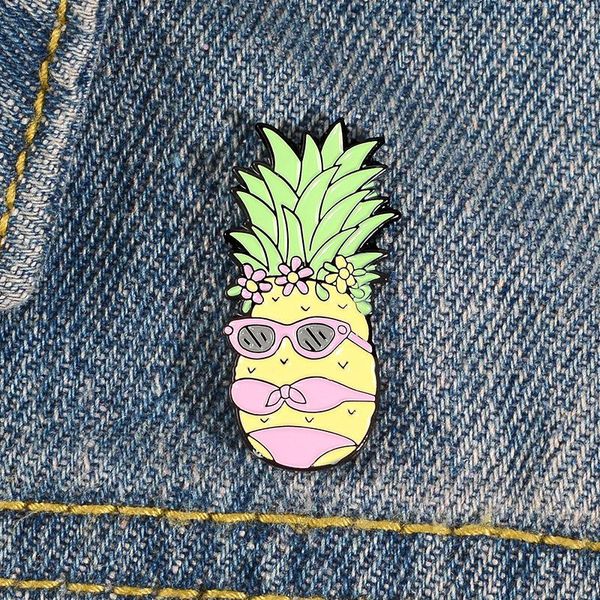 Broches, Broches Miss Ananas Broche Bikini Fruit Chemise Broches Métal Badges Broches Pour Femmes Badge Pins Metalicos Brosche Bijoux Accessoire