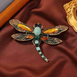Broches Broches Morkopela Vintage Libellule Broche De Luxe Cristal Insecte Broches Broches Pour Femmes Fête Banquet Broches Clothese Accessoires HKD230807