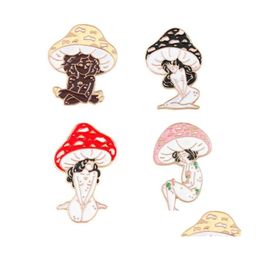 Épingles, broches champignons dame épingles en émail filles personnalisées et badges de revers de plantes dessin animé bijoux art cadeau pour amis drop livrer dhp6u