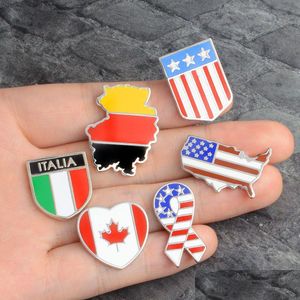 Pines, Broches Banderas Nacionales Broches de Esmalte Canadiense Americano Alemán Italiano Bandera Solapa Pin Botón Ropa Collar Broche Insignia Fashi DHV6Q