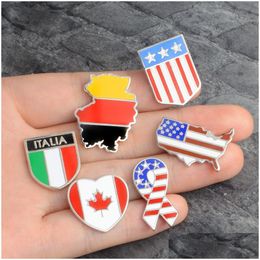 Pins Broches Nationale Vlaggen Emaille Canadese Amerikaanse Duitse Italiaanse Vlag Revers Pin Knop Kleding Kraag Broche Badge Mode Jewe Dhchq