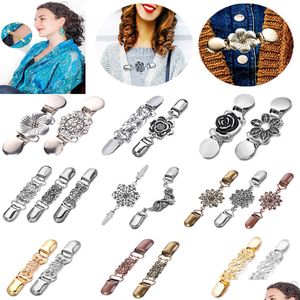 Broches Broches Nouveau Antique Cuivre Sier Vintage Femmes Écharpe Fleur Broche Clip Cardigan Pull Clips Épinglettes Bijoux G Dhjpy