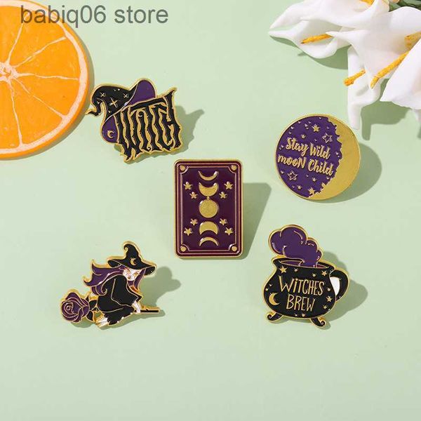 Broches Broches Nouveau Creative Cartoon Magicien Sorcière Chapeau Magique Forme Peinture Cuisson Alliage Emblème Broche T230605