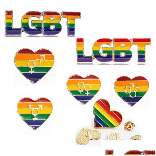 Broches, broches Nouveau design émail LGBT Pride broches pour femmes hommes gay lesbiennes arc-en-ciel amour épinglettes badge mode bijoux accessoire Dhqvi