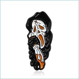 Broches Broches New Horror Ghosts Cry And Scream Broches Skls In Black White Clothes Scaring Halloween Gift Drop Delivery 2022 Bijoux Dhu0M