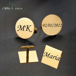 Spelden Broches Nextvance Aangepast Graveren Naam Datum Manchetknopen Roestvrijstalen accessoires Gepersonaliseerd pak Zakelijke stijl Man Sieraden Geschenken 230704