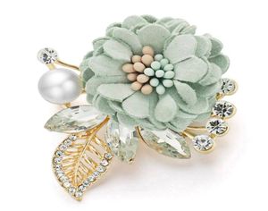 Broches broches belles feuilles de fleur en cristal en strass simulé perle pour costumes revers écharpe broche broche femme mariage z0768361132