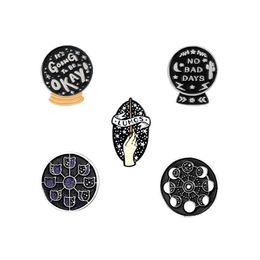 Broches Broches NO BAD DAYS lettre ronde émail broche LUMOS étoile brillant chat R Phase broche Badge femmes hommes amis cadeau Accossories280I
