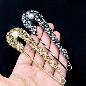 Épingles, broches OBN 10cm Vintage décoratif extra large épingles de sûreté cristal noir broche colliers pull costume bijoux