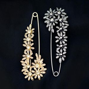 Pins, broches OBN vintage decoratieve extra grote veiligheidspelden zwart kristal daisy f broche kraag trui pak sieraden