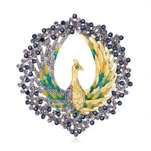 Pins broches pauw vogelbroches accessoires voor vrouwen dame rhinestone email dierenfeestkantoor broche pin pin sieraden geschenken drop dhb94