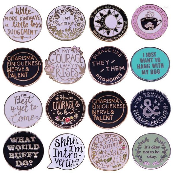 Alfileres Broches PF635 Dongmanli Life Quotes Esmalte Pin de solapa Insignia Sombreros Ropa Mochila Decoración Accesorios de joyería Regalos para amigo Seau2