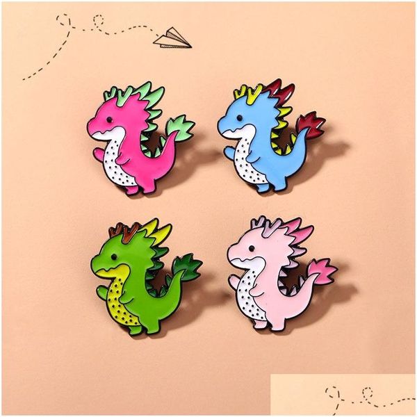 Pins, broches Pin para mujeres para niños Mochila artesanía Decoración de vestimenta de metal Dinosaurio de animales Dinosaurios de moda Broch Broch Pi Dh1ef