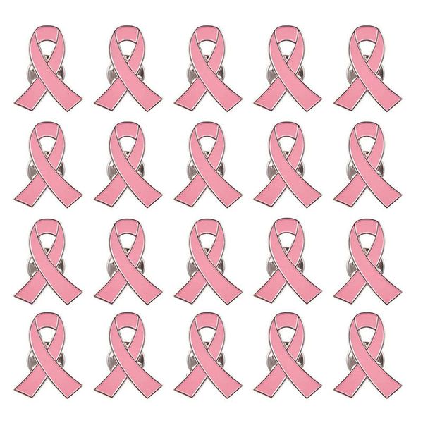 Pins Broches Pink Ribbon Pin 20 Pcs Official Ribbon Broches Breast Cancer Awareness Revers 230519