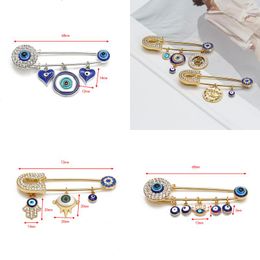 Pinnen, broches pinnen 1 st kalkoenblauw oogdier hanger broche etnische stijl met uil/hamsa/hand/tree charm buckle clips voor druppel deliv otu7h