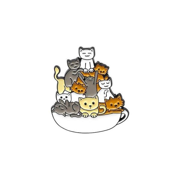 Pins Broches Broches Broches Dessin Animé Animal Chien Chat Bol De Nouilles Enfants Émail Alliage Badge Pour Cowboy Sac À Dos Accessoires 636 H1 Dro Dheml