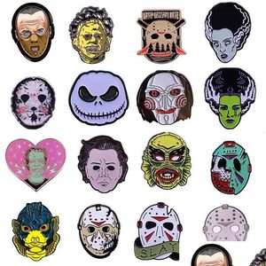 Pins broches pins broches creativiteit horrorfilms email grappige metaal cartoon broche backpack hoed tas collar revers badge dhgarden dhwn4