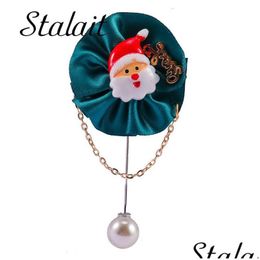 Pinnen broches pinnen broches elegante blauw rode doek kerstman boom sok sneeuwman kerstbroche hars brief gouden kleur ketting voor dhy4b