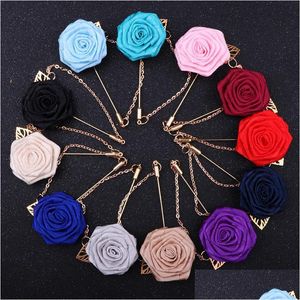 Broches Broches Broches Broches Mode Couleur Pure Rose Fleurs Hommes Broche Épinglette Highgrade Cor Laine Tissu Art Long Pour Hommes Acces Dhamq