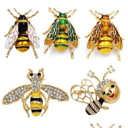 Pinnen broches pins broches mode unisex vliegende insecten honingbij honingbij kristal strass booch pin cor kleding jas accessoire sieraden dhaot