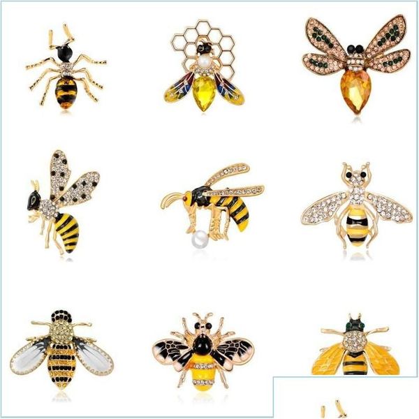 Broches Broches Broches Broches À La Mode Strass Abeille Cadeaux Pour Femmes Émail Animal Insecte Araignée Broche Broche Bugs Bijoux Écharpe Clip Dhswj