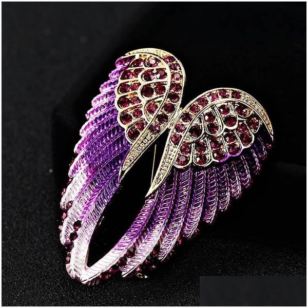 Broches Broches Broches Broches Kawaii Angle Aile Émail Pour Femmes Hommes Bijoux Vintage Hijab Brillant Chapeaux Accessoires Sacs Bijoux Stateme Dh17S