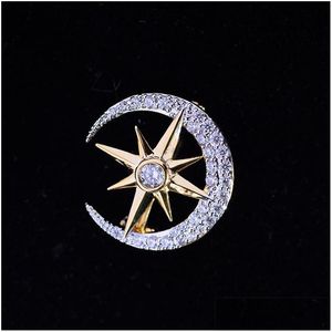 Pins broches pins broches mini strass crystal moon star voor vrouwen kleine sleutel pin tassen Bijoux accessoires luxe sieraden muj dhfwv