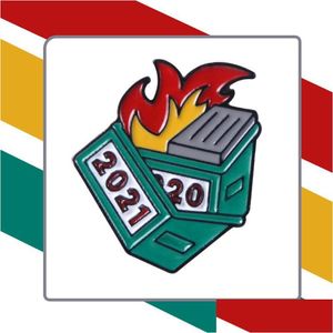 Pins, Broches Pins Broches Nieuwigheid Emaille Revers Pin Kraag Rugzak 2022 Dumpster Fire Badge Broche Accessoires Leuk Cadeau Voor Vriend Dhmrw