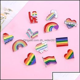 Broches Broches Broches Broches Arc-En-Lgbt Broche Coeur De Dessin Animé Drapeau Mouton Émail Lesbiennes Gays Fierté Badge Amant Vêtements Épinglette Gif Dh6Sy