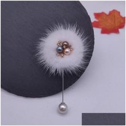 Pins broches pins broches real fur pompom ball parel revers pin dames jas broche moslim hijab sieraden dame accessoires voor weddin dhwux
