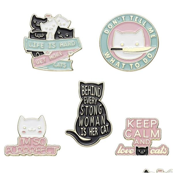 Alfileres, broches pines para mujeres broche clips de broche de dibujos animados de gato animal no me digas qué hacer paños bolsos de vestir decoración esmalt j dh7ih