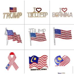 Broches broches broches bijoux 10 pièces/lot drapeau américain broche lettre Usa patriotique pour cadeau livraison directe Dhpts