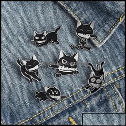 Pins Broches Pinsbrooches Sieraden Zwarte Kat Mes Punk Stijl Emaille Broches Pin Voor Vrouwen Meisje Mode Accessoires Metalen Vintage B Oty5Y