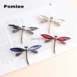 Pins Broches Pomlee Big Red Crystal Dragonfly Broches voor Vrouwen Grote Insect Broche Pin Mode Jurk Jas Accessoires Leuke Sieraden HKD230807