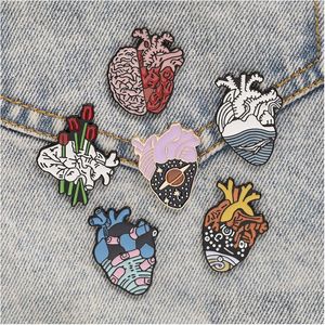 Pinnen broches punk cartoon hart orgel broche pinnen grappige creativiteit overdreven vorm legering glazuur voor kerstcadeau badges tas shon1