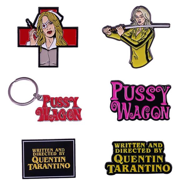 Pin's, Broches Quentin Tarantino Movie Kill Bill The Bride Pussy Wagon Broche Pin Keyring