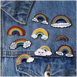 Broches, broches arc-en-ciel nuages émail broches blanches enfants sac vêtements revers badge météo broche pour enfants filles mode bijoux dhl2p