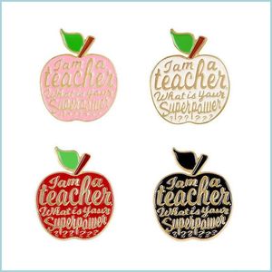 Broches de alfileres Broches de manzana roja Cita del maestro Soy una insignia Alfileres de esmalte rosa Insignias de alfiler de solapa Insignias de joyería de plantas de frutas Regalos 621 Dhgarden Dhwfm