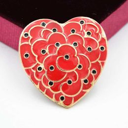 Pins Broches Red Heart Pretty Poppy Flower Pins Broche Memorial Day Poppy Broche Royal British Legion Poppy Flower Pins Badge 1731 T2